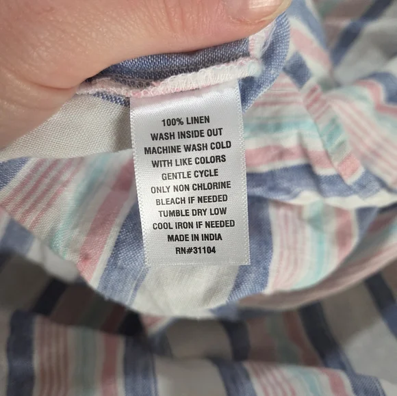 Crown & Ivy Linen Striped Tank Dress White/Pink/Blue Womens Size XL - Picture 5 of 5